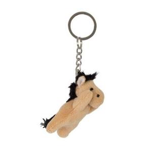 Nature Planet Pluche sleutelhanger - 2x - paard - 6 cm - boerderij dieren sleutelhanger