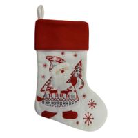 Kerstsok wit/rood pluche 45 cm kerstversiering/kerstdecoratie