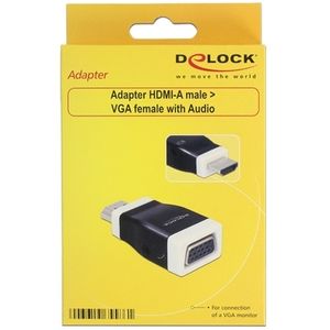 DeLOCK 65586 tussenstuk voor kabels HDMI-A VGA Zwart, Wit