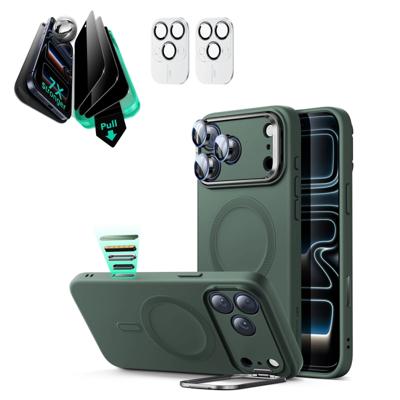 iPhone 17 Pro Cloud Soft Magnetic Case (Camera Control, Stash Stand) Armorite Privacy Protection Bundle - Olive Green