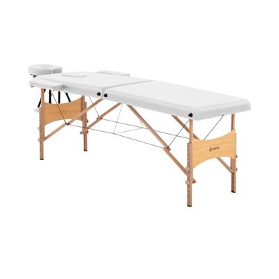 massagetafel opklapbaar - extra breed (70 cm) - kantelbare hoofd- en voetensteun - beukenhout - wit