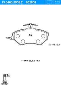 Remblokkenset, schijfrem ATE, u.a. fÃ¼r VW, Seat