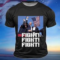 Donald Trump schieten maakt me sterker strijd shirt heren t-shirt tee Amerikaanse Amerikaanse vlag ronde hals kleding 3D print korte mouw vintage dagelijks Lightinthebox