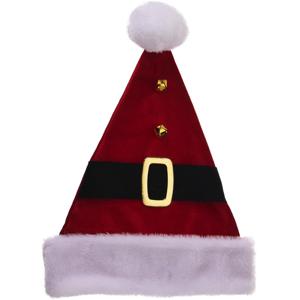 Kerstmuts - rood - met riempje - H40 cm - polyester - volwassenen   -