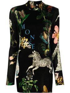 Monse robe courte en velours à imprimé graphique - Noir