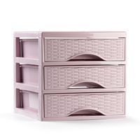 Ladeblokje/bureau organizer met 3x lades - roze - L18 x B23 x H17 cm - plastic