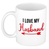 I love my husband cadeau mok / beker wit voor Valentijnsdag 300 ml