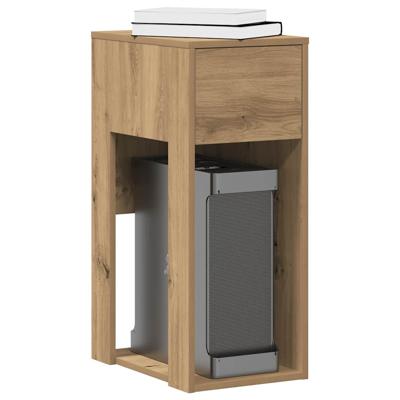 Computertorenstandaard met lade 30x44x74 cm artisanaal eiken
