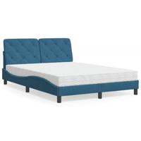 Bed met matras fluweel blauw 140x190 cm