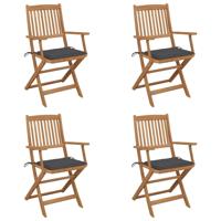 Tuinstoelen 4 st inklapbaar met kussens massief acaciahout