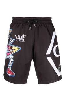 Philipp Plein short de bain à imprimé graffiti - Noir