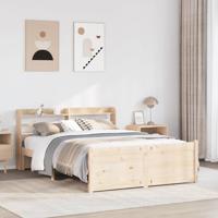 Bedframe met hoofdbord massief grenenhout wit 140x200 cm