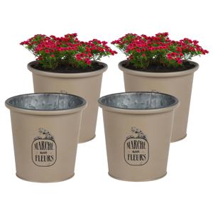 Plantenpot/bloempot voor buiten - 4x - zink - taupe - D14 x H13 cm