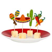 Mexico thema cocktailprikkers - 12x stuks - 9 cm - hapjes prikkers - Mexicaans thema - wegwerp