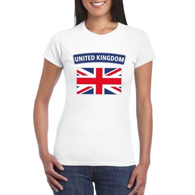 T-shirt met Groot Brittannie/ Engelse vlag wit dames