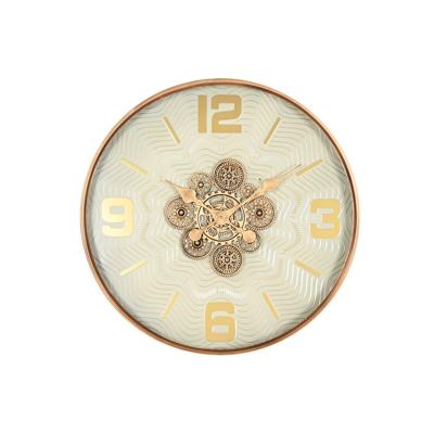 Muurklok Home ESPRIT Wit Gouden Metaal Kristal Scandi 60 x 8 x 60 cm