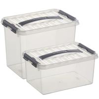 Sunware Opberg boxen set van 4x stuks - kunststof - met deksel - in 6 en 9 Liter - opslag kisten