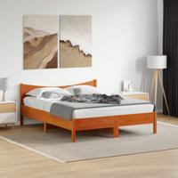 Bedframe zonder matras massief grenenhout wasbruin 150x200 cm