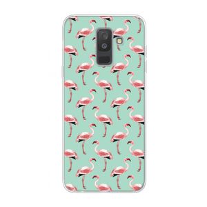 Flamingoprint groen: Samsung Galaxy A6 Plus (2018) Transparant Hoesje
