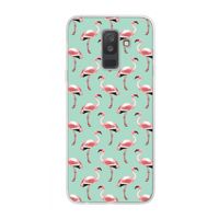 Flamingoprint groen: Samsung Galaxy A6 Plus (2018) Transparant Hoesje