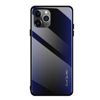 Voor iPhone 11 koolstofvezel textuur gradiënt kleur glas geval (paars)