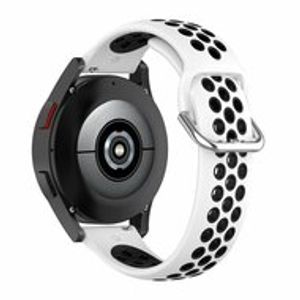 Siliconen sportbandje met gesp - Wit + zwart - Samsung Galaxy Watch 3 - 41mm