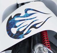 Blauwe tribal vlam motorfiets stickers