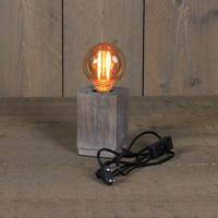 Tafellamp Hout - grijsbruin - hout - IP20 schakelaar - 8 x 8 x 12 cm - Designlamp - thumbnail