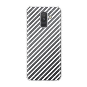 Strepen zwart-wit: Samsung Galaxy A6 Plus (2018) Transparant Hoesje
