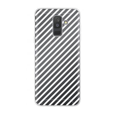 Strepen zwart-wit: Samsung Galaxy A6 Plus (2018) Transparant Hoesje