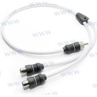 JLM-XMD-WHTAICY-1M2F - Y-kabeladapter 1 mannelijk naar 2 vrouwelijk