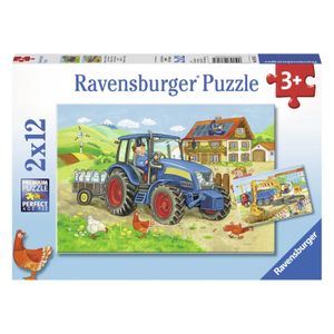 Op de bouwplaats en de boerderij puzzel, 2 x 12 stukjes