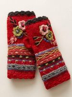 Orange Red Sexy Tribal Knitted Gloves - thumbnail