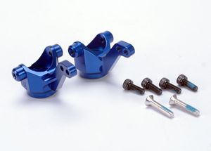Steering blocks/ axle housings, blue-anodized 6061-t6 aluminum/ (l&r) w/ metal inserts(3x4.5x5.5mm) (2)