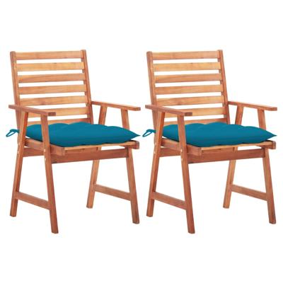 Tuinstoelen 2 st met kussens massief acaciahout