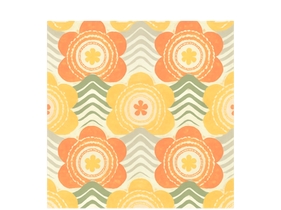 Bloeiend retropatroon uit de jaren 70 vintage behang