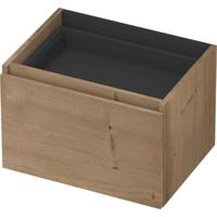 INK - Onderkast 1L met Binnenlade Greeploos Houten Keerlijst Fineer Zonder Sifonuitsparing in Binnenlade - 600x450x400 Mm - Ash Grey Fineer