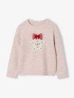 Kerst trui voor meisjes met glinsterende vallende ster roze (poederkleur)