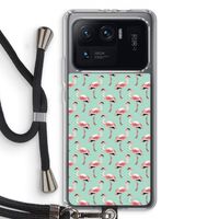 Flamingoprint groen: Xiaomi Mi 11 Ultra Transparant Hoesje met koord