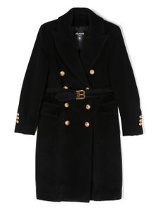 Balmain Kids manteau en laine à boutonnière croisée - Noir