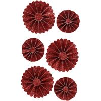 Vivi Gade Rosettes, d 35+50 mm, rood glitter, 6 stuk/ 1 doos