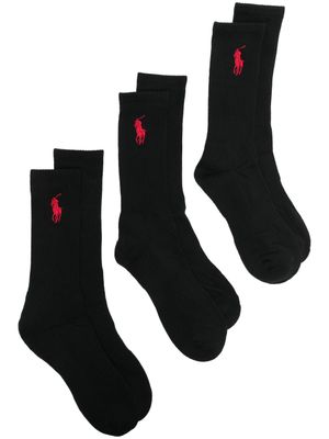 Polo Ralph Lauren lot de trois paires de chaussettes à motif Big Pony - Noir