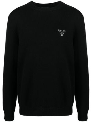 Prada sweat en cachemire à logo imprimé - Noir