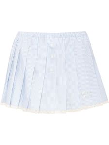 Miu Miu chemise rayée à logo brodé - Blanc