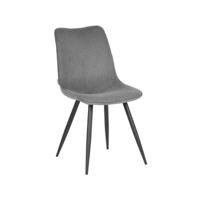 LABEL51 Eetkamerstoel Jort - Donkergrijs - Ribcord - Black Frame