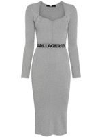 Karl Lagerfeld robe mi-longue à taille logo - Gris