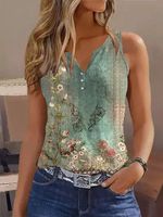 Casual Printing Floral Tank Top - thumbnail