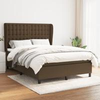 Boxspring met matras stof donkerbruin 140x190 cm