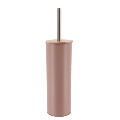 Tendance Toilet/badkamer toiletborstel met houder - Bamboo vibe - taupe - D10 x H40 cm