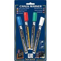 Krijtstift Securit SMA-100 rond 1-2mm wit/blauw/groen/rood blister à 4 stuks